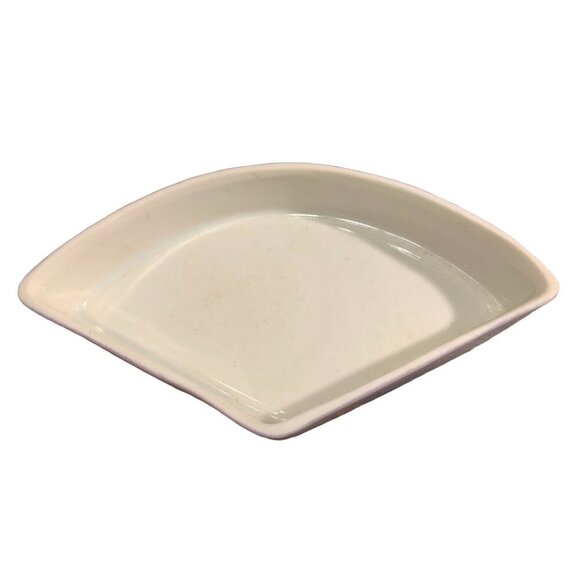 Ceramic Fan-Shaped Trinket Dish Hand-Painted Lavender Floral Design 1994 By Ladu - Picture 4 of 5